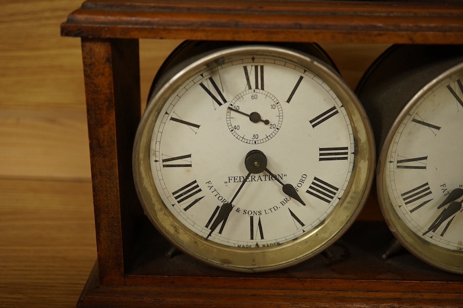 A Fattorini and Sons Ltd Federation chess timer together with an Omicron chess timer. Condition - fair.